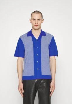 Rag & Bone Herringbone Snap Front Avery CamiciaBlue Multi Uomo Camicie R0722D01H-K11